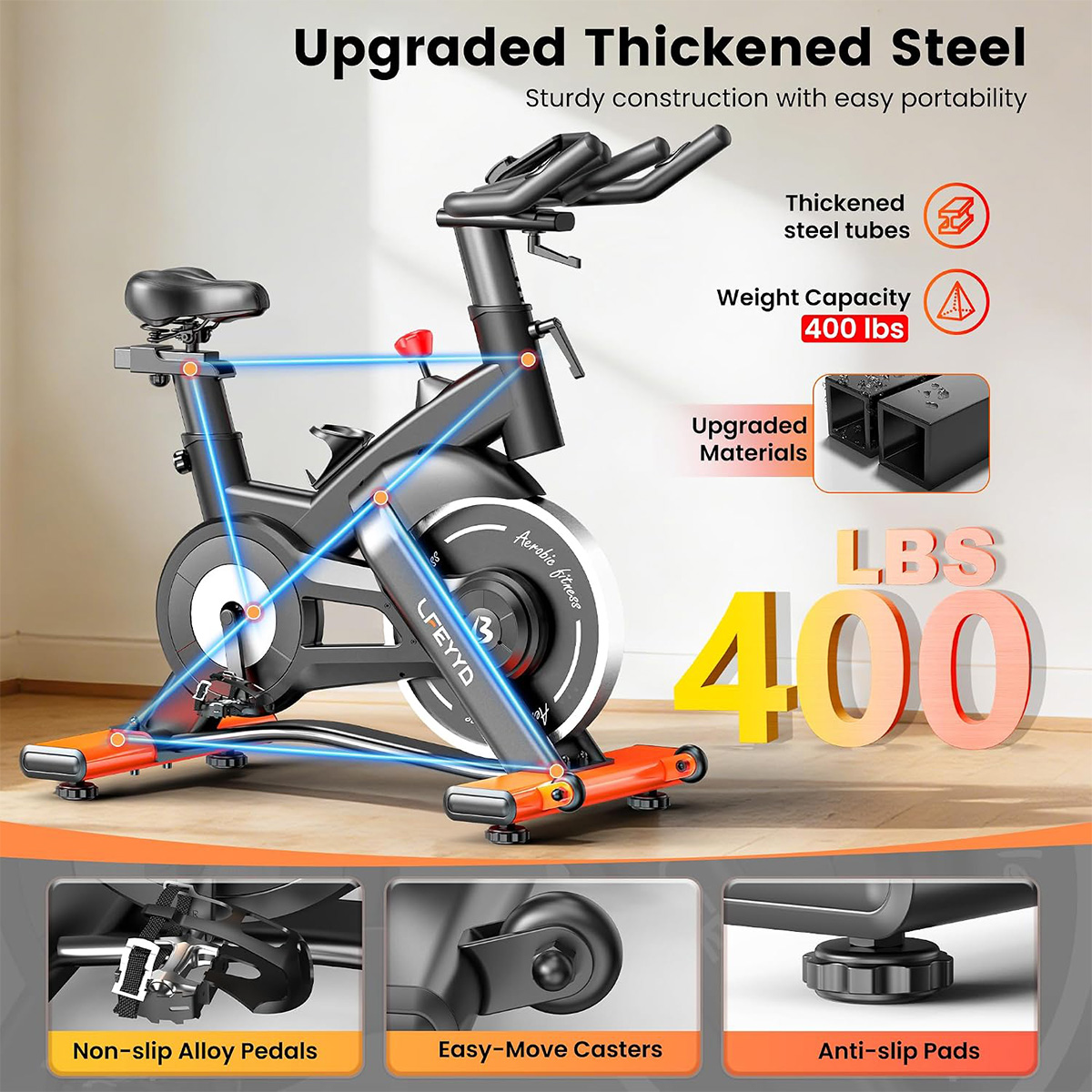 Pooboo Heimtrainer, 400LB Magn – Exercise Bike Magnetic Resistance Bewertung und Preis